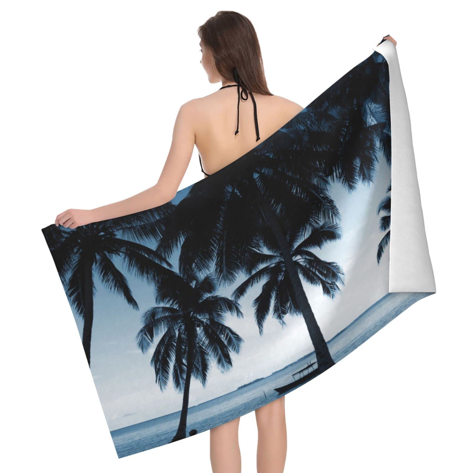 Lawenp Hawaiian Coast Plam Tree Bath Towel Beach Towel Popular Durable Stylishffy Touch Highly Absorbent Quick Dry Polyester 32" X 52" Also As A Gift