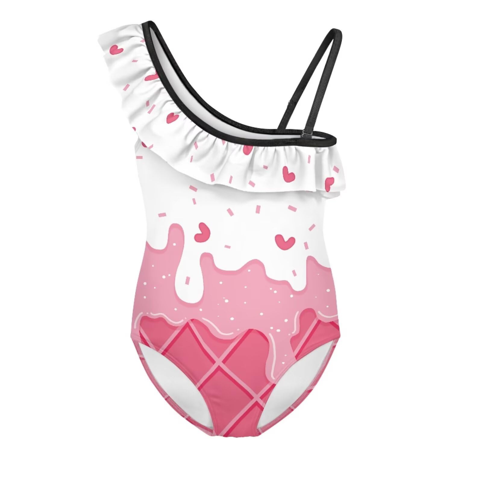 Girls One Piece Bathing Suit,Slim-Fit Ruffle Strap Swimsuit with Adjustable Strap Quick Dry Summer Beach Swim Suit