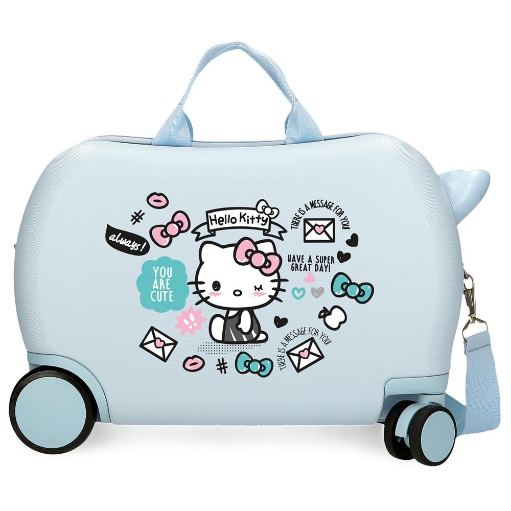 Valise enfant Hello Kitty bleu clair rigide et maniable - 7