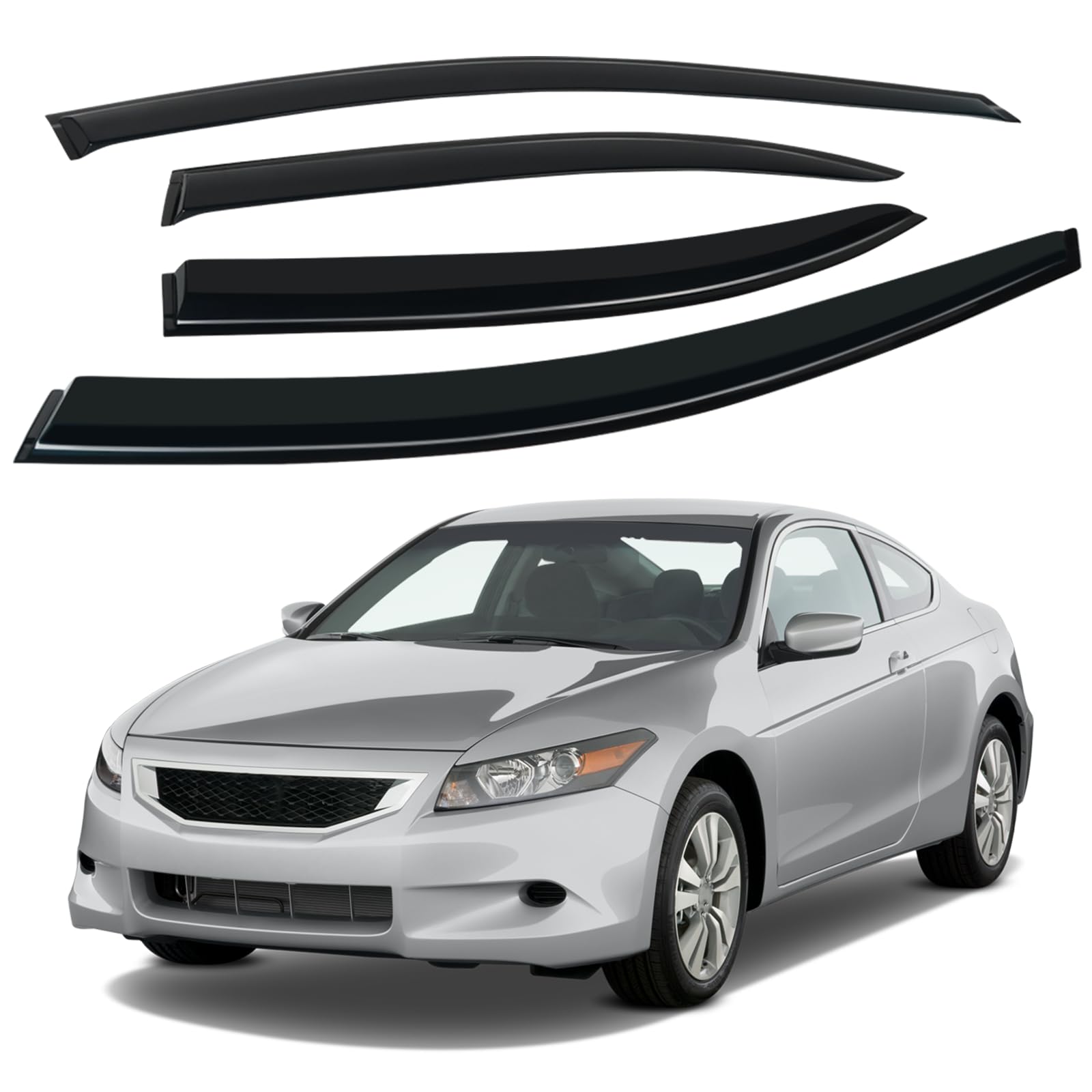 Photo 1 of 4PCS Rain Guards Window Visors Wind Deflector Fits for Honda Accord 4-Door Sedan 2008-2012, 94960, Front & Rear Outside Mount Vent Shade For 2008-2012 Honda Accord