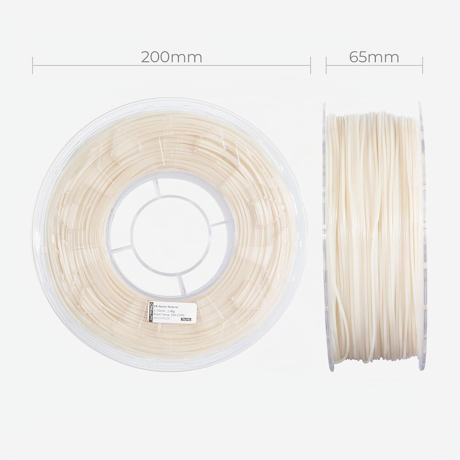 Creality Filamento in nylon da 1,75 mm, filamento per stampante 3D, bobina da 1,0 kg, precisione di misurazione ± 0,03 mm, nessuna curvatura e durezza migliorata, per stampante 3D FDM (nylon)