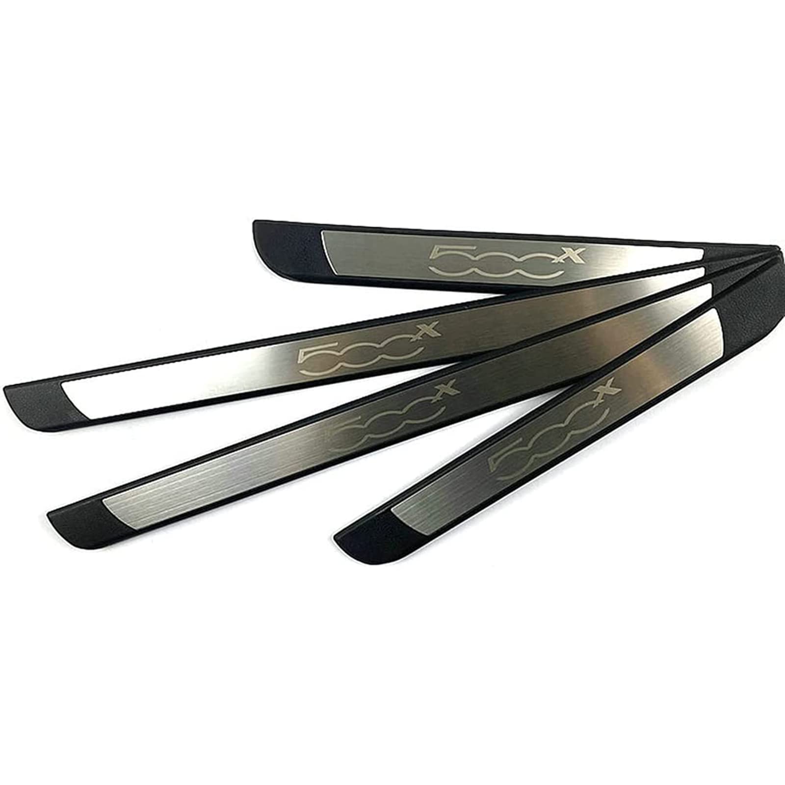 EAGLEG 4 Pezzi Acciaio Inox Battitacco per Auto Sticker, per Fi-at 500X, Esterno Battitacco Protezione Plates Anti-Graffio Scuff Adesivi Decorativi Accessori,Silver