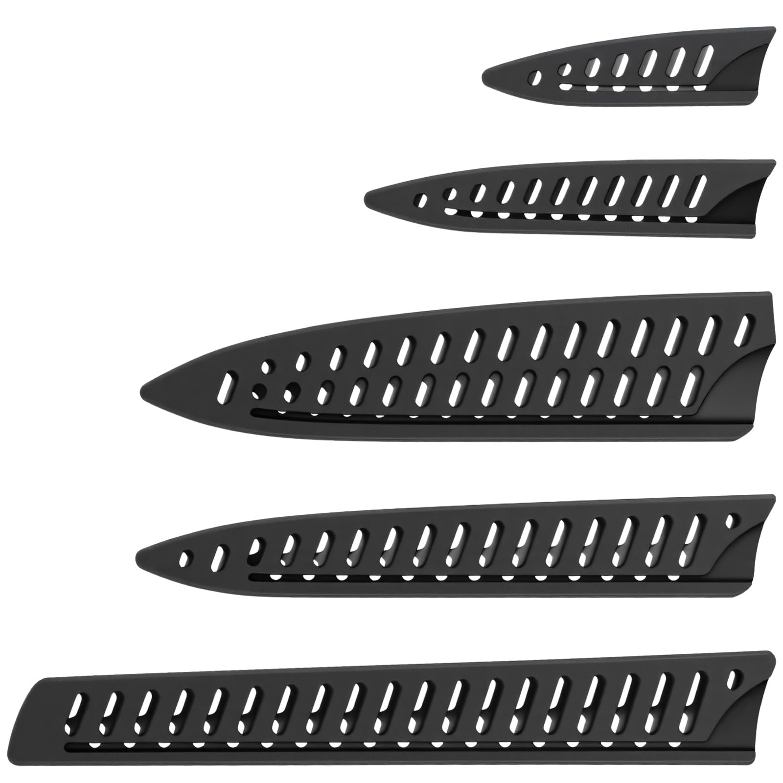 XLIUAX 5 Pack Kitchen Knife Sheath Set, Universal Knives Guard Safety Knife Cover Sleeves Blade Cover Protector Sleeves for 10'' 8'' 5'' 3.5'' Chef Bread Paring Utility Knife