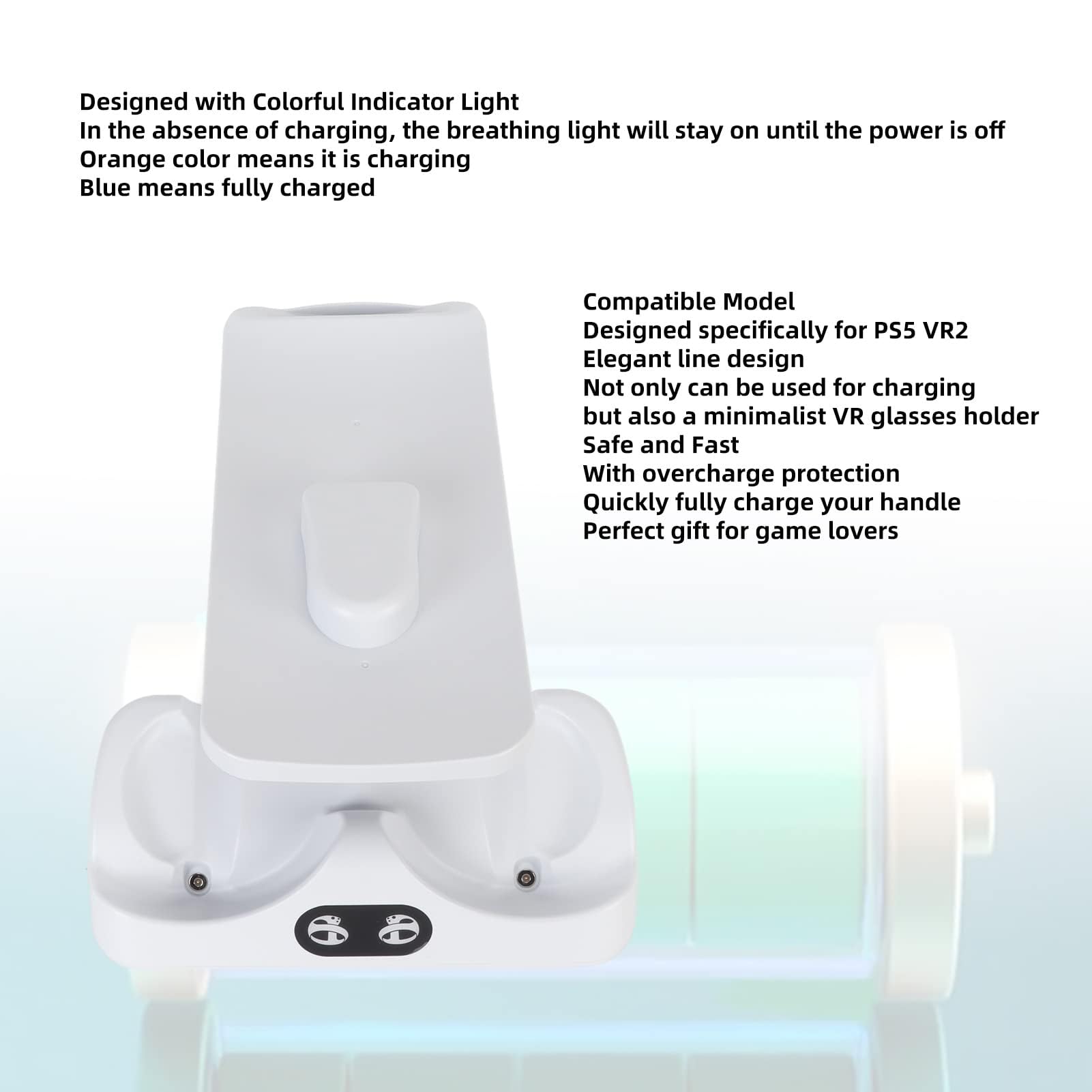 Stazione di Ricarica per VR2 con Luce RGB, Supporto di Ricarica Verticale Dock per Accessori Display per Cuffie Stazione di Ricarica