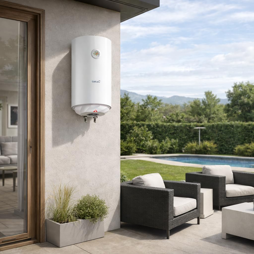 Cata Termo Eléctrico CTR-30-M Forma Redonda 30L Instalación Vertical Display Mecánico Modo ECO Superaislamiento Potencia 1500W Color Blanco