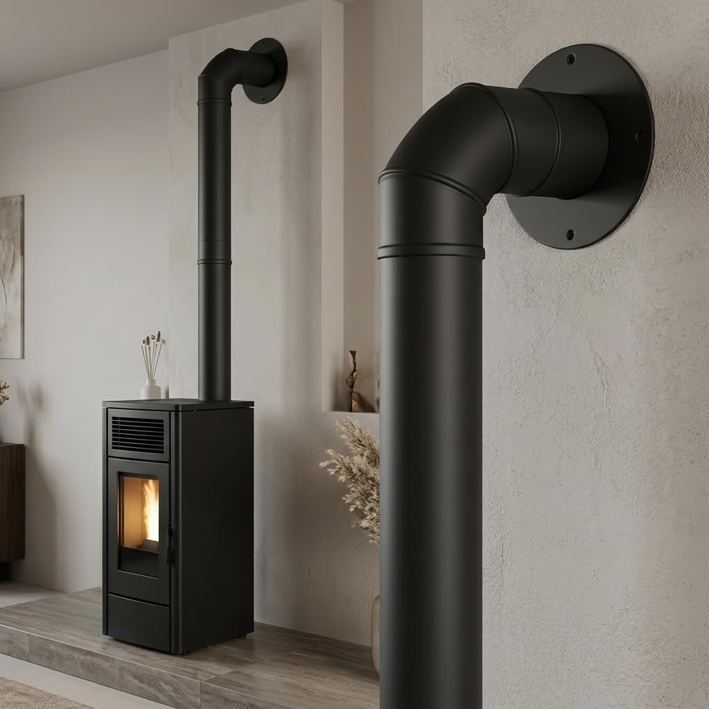 MAKA Rosone Telescopico Canna Fumaria Pellet Nero Ø 80 mm