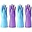 Alimat PluS 4PCS Reusable Cleaning Gloves Latex Free, Dishwashing Gloves with Cotton Flock Liner and Embossed Palm, Waterproof Household Rubber Gloves for Laundry, Gardening(Large, Blue+Purple)
