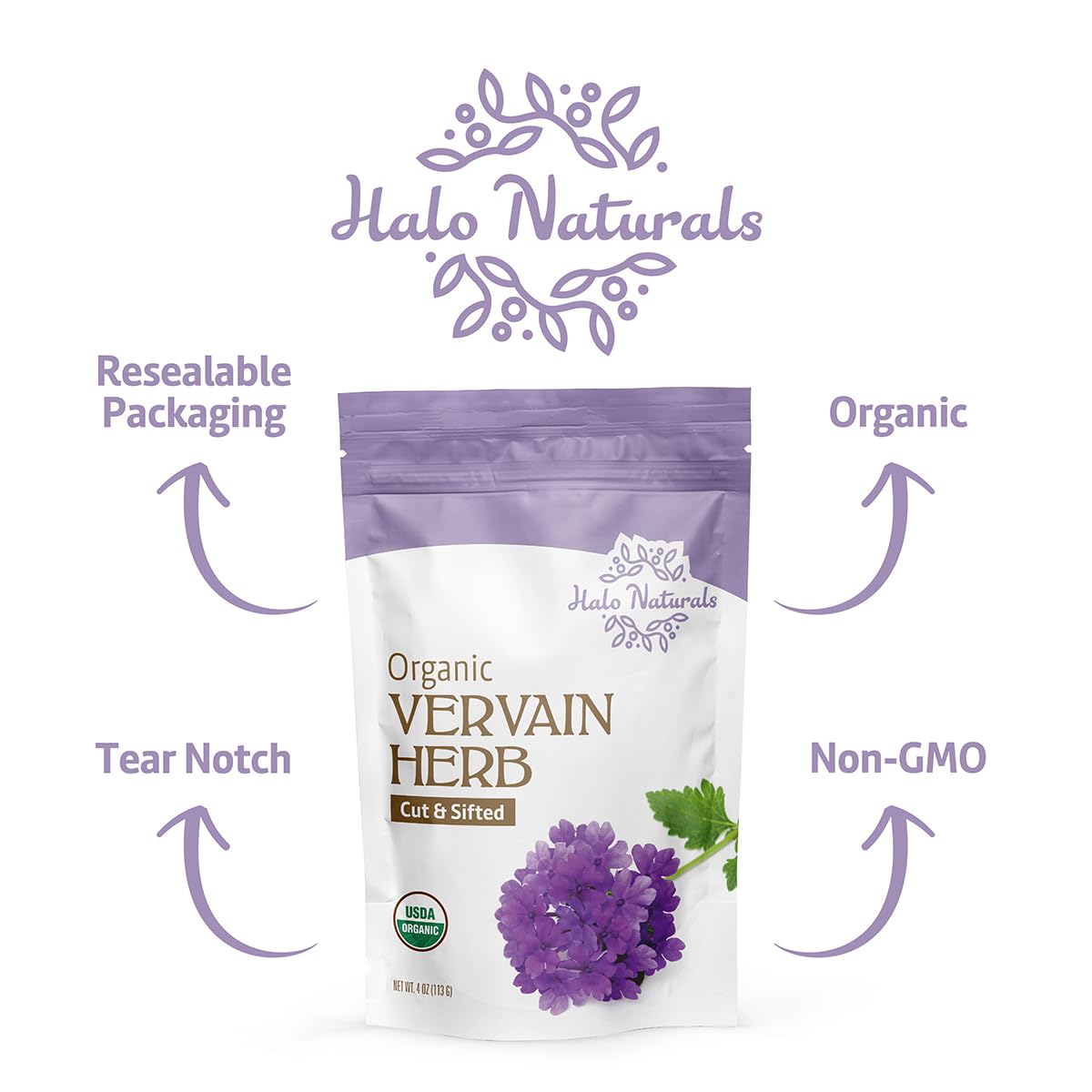 Amazon.com: Halo Naturals Organic Vervain Herb Cut & Sifted, 4