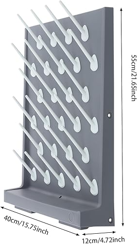 Miniatura 2 de Gdrasuya10 Estante de secado de 27 clavijas, estante de secado de pared, cristalería de laboratorio, equipo de limpieza para escuela de laboratorio,