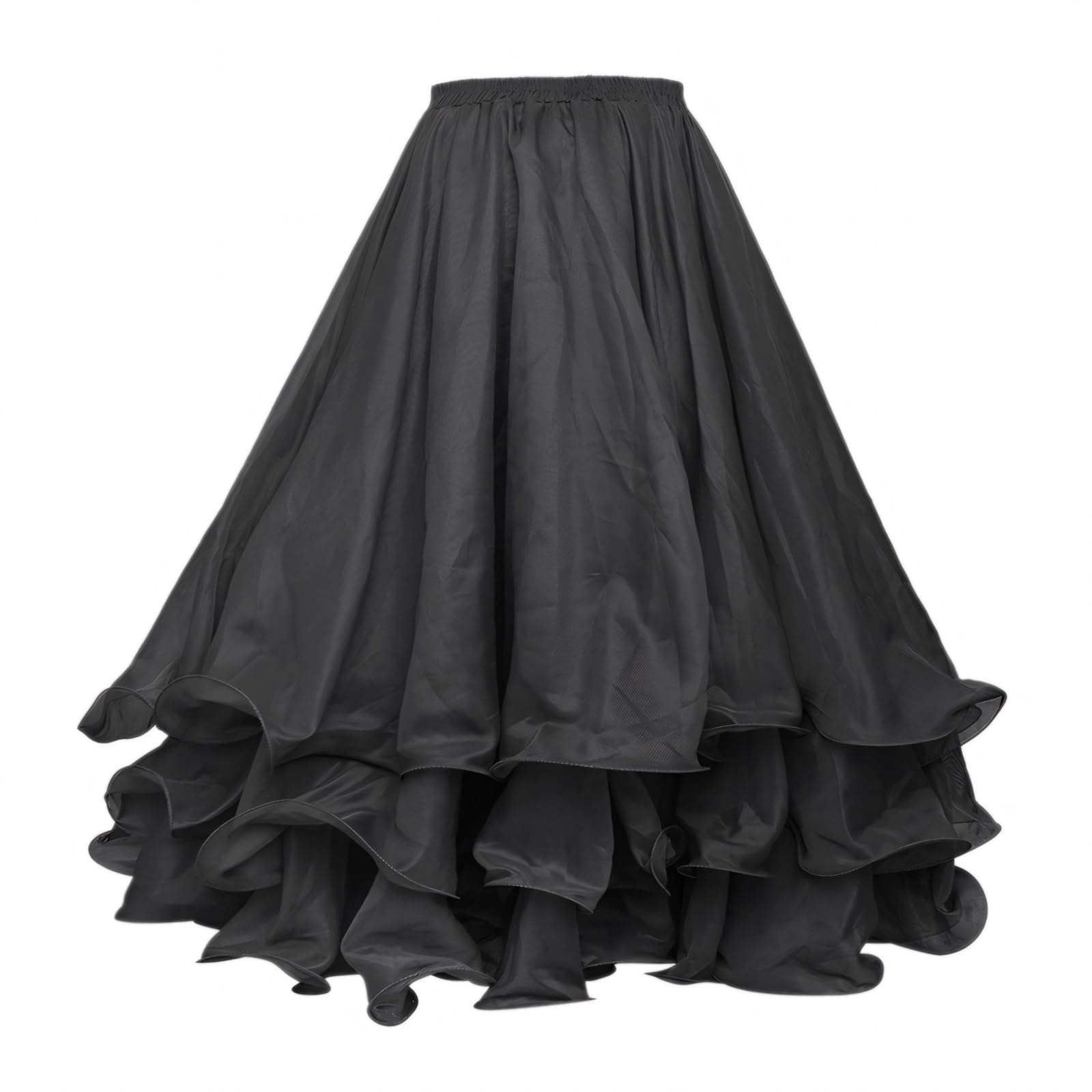 Belly Dance Skirt Halloween Tribal Chiffon Tiered Maxi Full Skirt 37.8 Inch Length