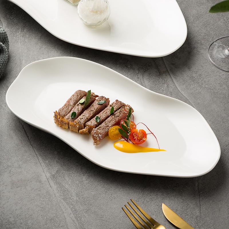 Assiettes Service de Table Assiette blanche de style japonais Vaisselle en céramique créative for la maison occidentale commerciale(L)