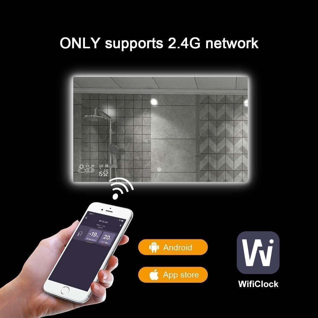 Smart Spiegel mit LED Beleuchtung & Infrarotheizung 60x120 cm 500W – Badspiegel mit Heizung IP54 wasserdicht Touch Steuerung WLAN App Anti-Beschlag Wandheizung aus Glas