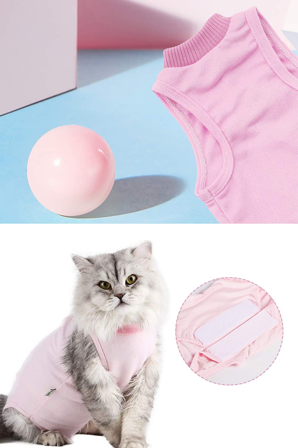 Traje de recuperación Profesional para Gatos, Gata Camiseta de recuperación, heridas Abdominales Profesional para heridas, de recuperación quirúrgica Ropa Chaleco de pequeños Gatos (M, Rosado)