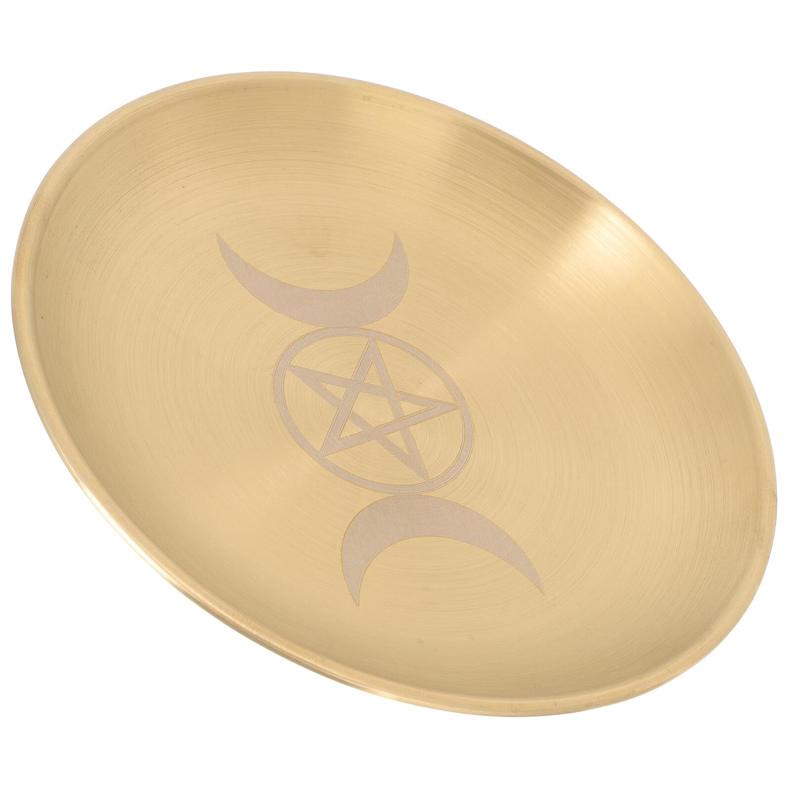 Rundes Pentagramm Altartablett aus Kupfer, Goldfarben, Ø