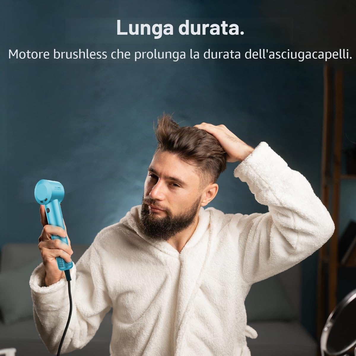 Cecotec Asciugacapelli Ionicare Rockstar Style Blue. Compatto E Leggero 1500W Con Motore Brushless, 110.000 Rpm, Generatore Di Ioni, Impostazioni Temperatura E Velocità, Design Portatile