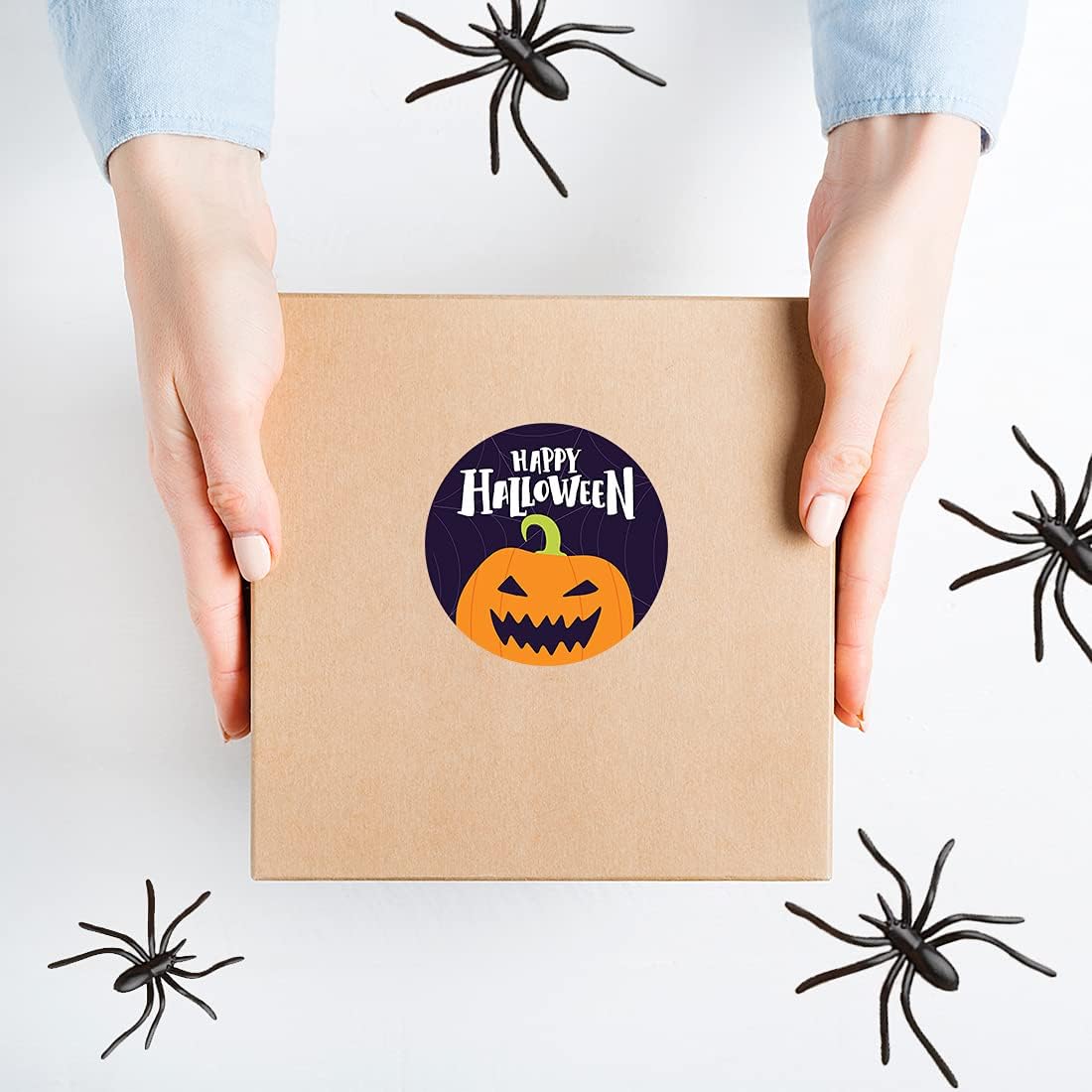 Andaz Press Happy Halloween Stickers 2 Inch Round 40 Bulk Pack Smiling Pumpkin Face Labels for Kids Treat Bags Goodie Bags Toddler Treats Halloween Party Favors Halloween Bottle Labels Envelopes
