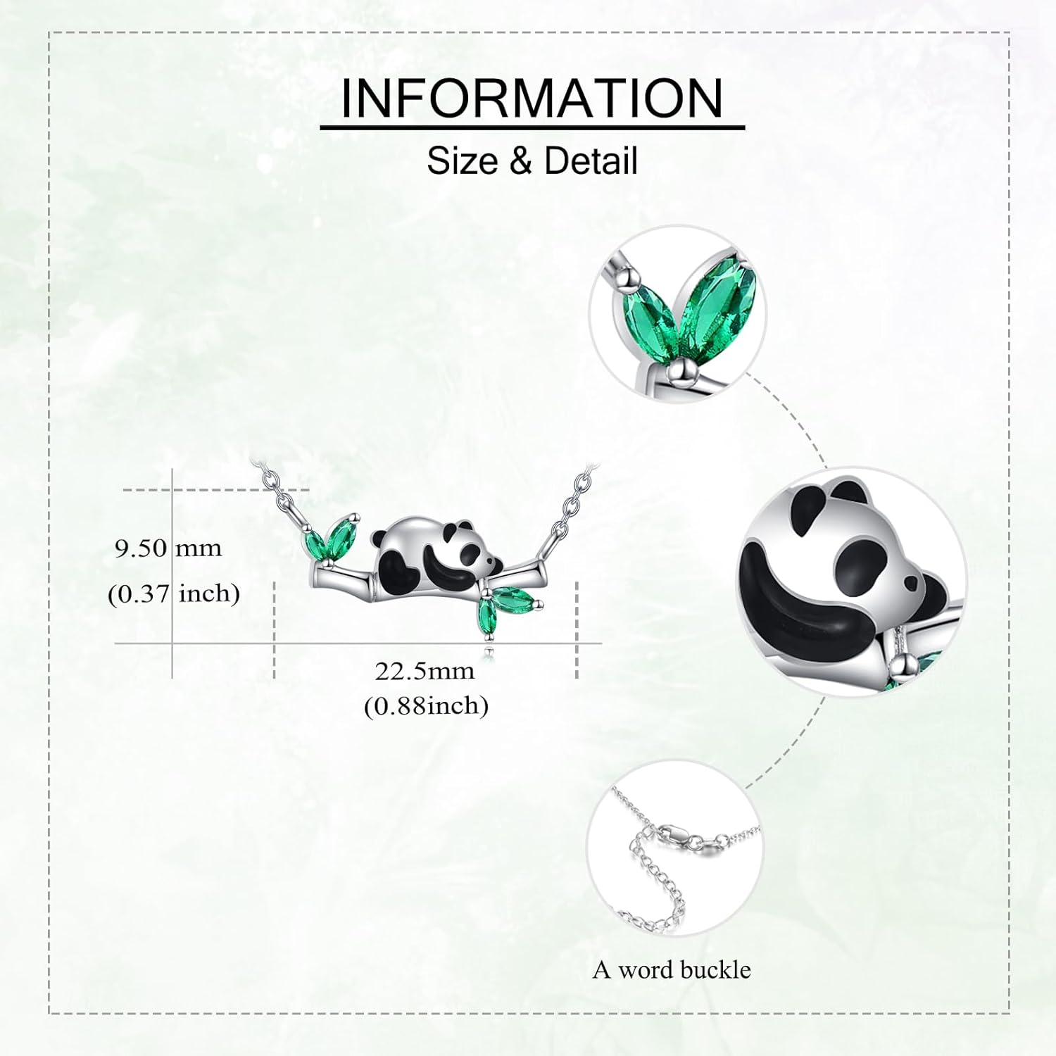 Panda Necklace S925 Sterling Silver Panda Bamboo Pendant Necklaces Animal Jewelry Gifts for Women - Image 3