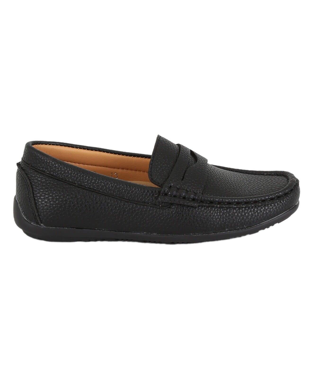 Mocassino da Ragazzo in Ecopelle con battistrada, Mocassino da Sposa, Classico, Elegante, Casual, Mocassino, Scarpe Nero Piatte Taglia UE 24