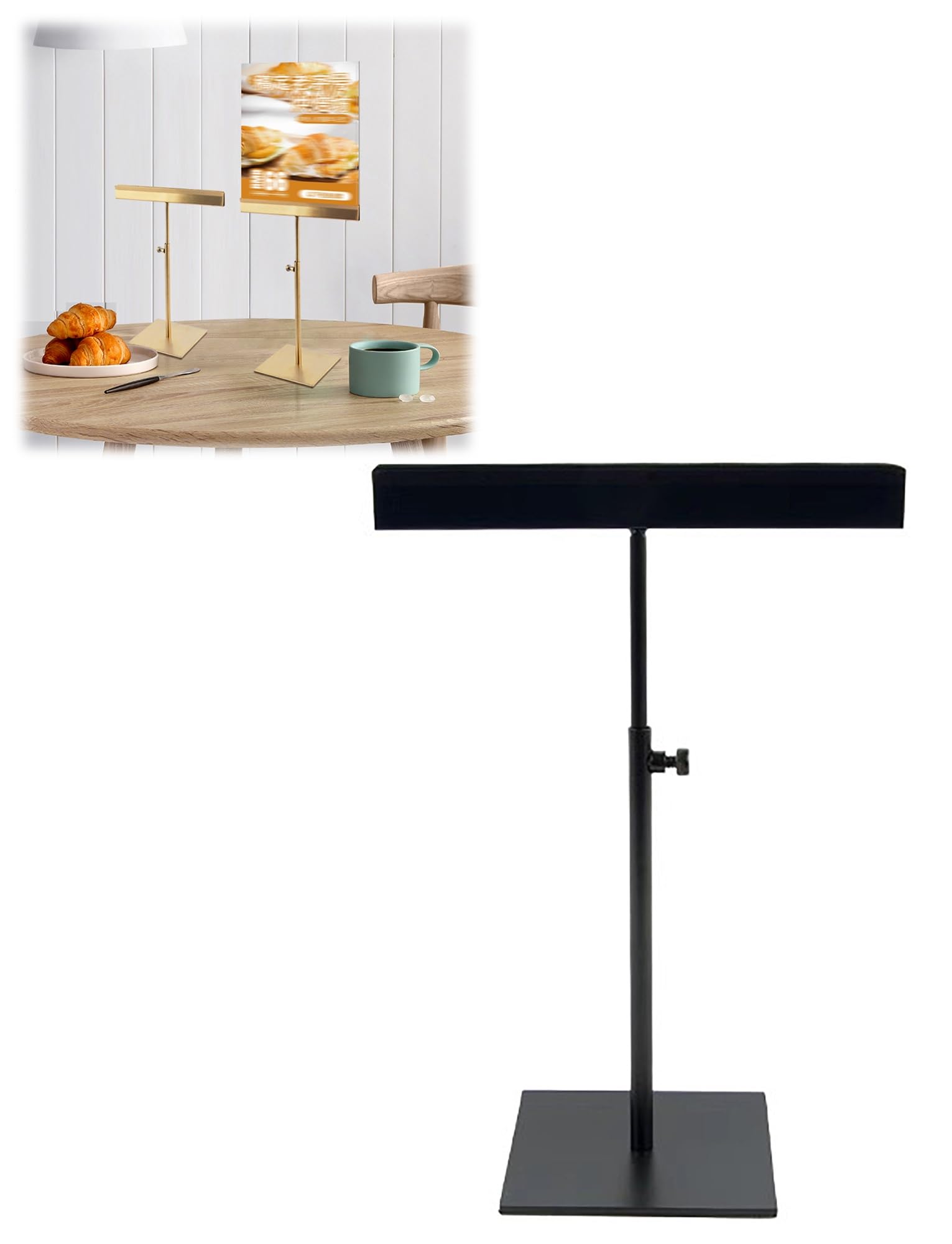 Soporte de mesa portátil ligero negro e para menús, eventos, señalización minorista, carteles, carteles, soporte para tablero