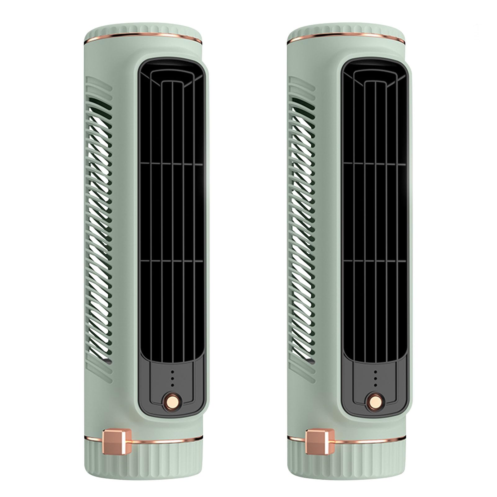 Ventilador silencioso de 27 cm, ventilador de torre ajustable 360°, portátil de 3 velocidades, ventilador de pie vertical/horizontal, ventilador de torre, ventilador de mesa para oficina (verde * 2)
