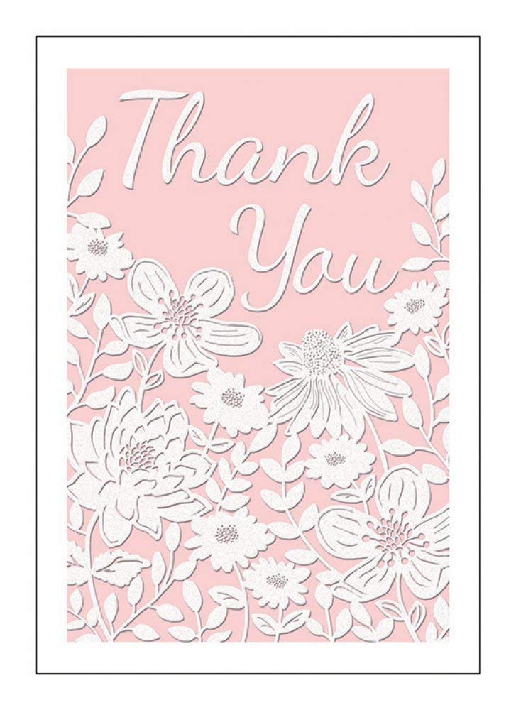 Piccadilly Greetings Modern Occasion Card Thank You - 7 x 5 inches,pink white