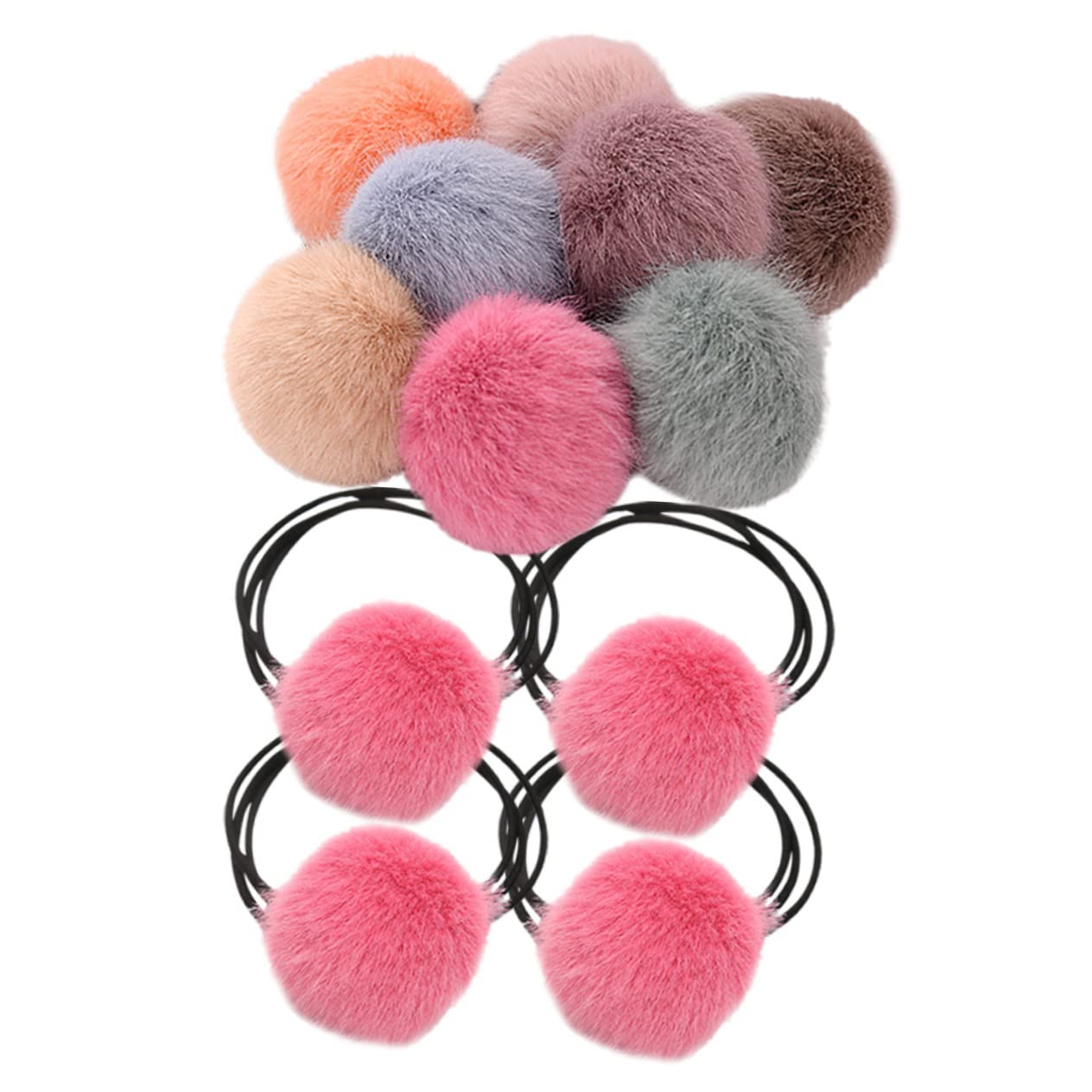 Beavorty 60piezas Scrunchies De Pelo De Pompón De Peluche Bandas De Cabello Elásticas Para Niñas y Mujeres Accesorios Coloridos Para Coletas