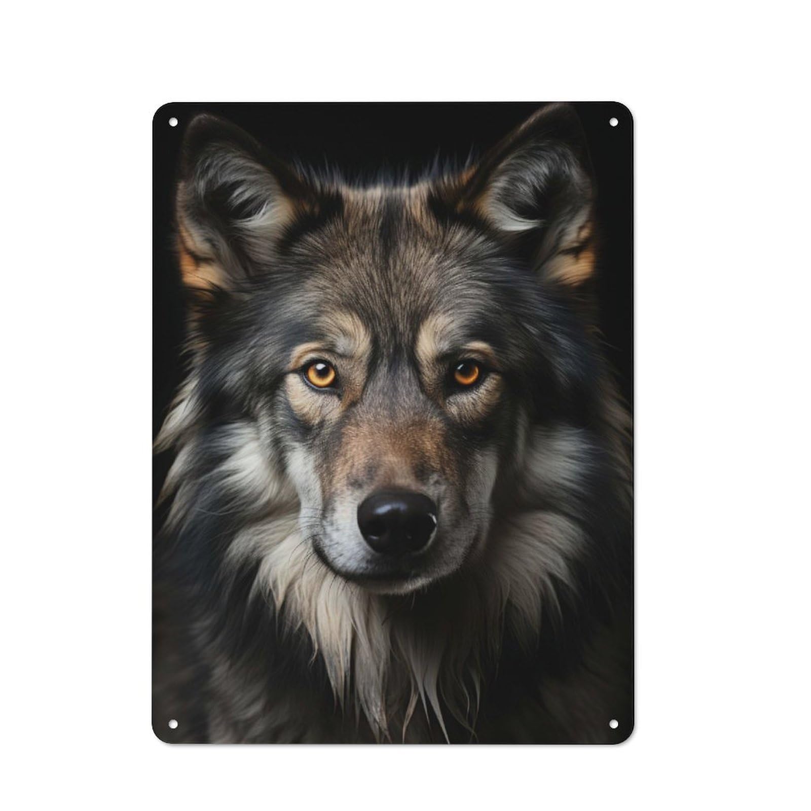 Bistro Style Wolf Cool Animal Portrait Tin Wall Sign 40x30cm, Shop Wall Decor for Takeaway, Bar, Kitchen Or Counter Area
