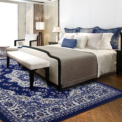 Alfombra decorativa Antep Rugs 5x7 anticorte azul miniatura 3