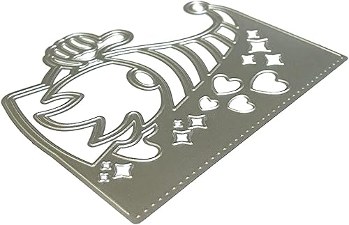 Miniatura 4 de Troqueles de metal con marco de gnomo de corazón, diseño de gnomo de Navidad de Santa en el borde, plantillas cortadas para manualidades, álbumes de