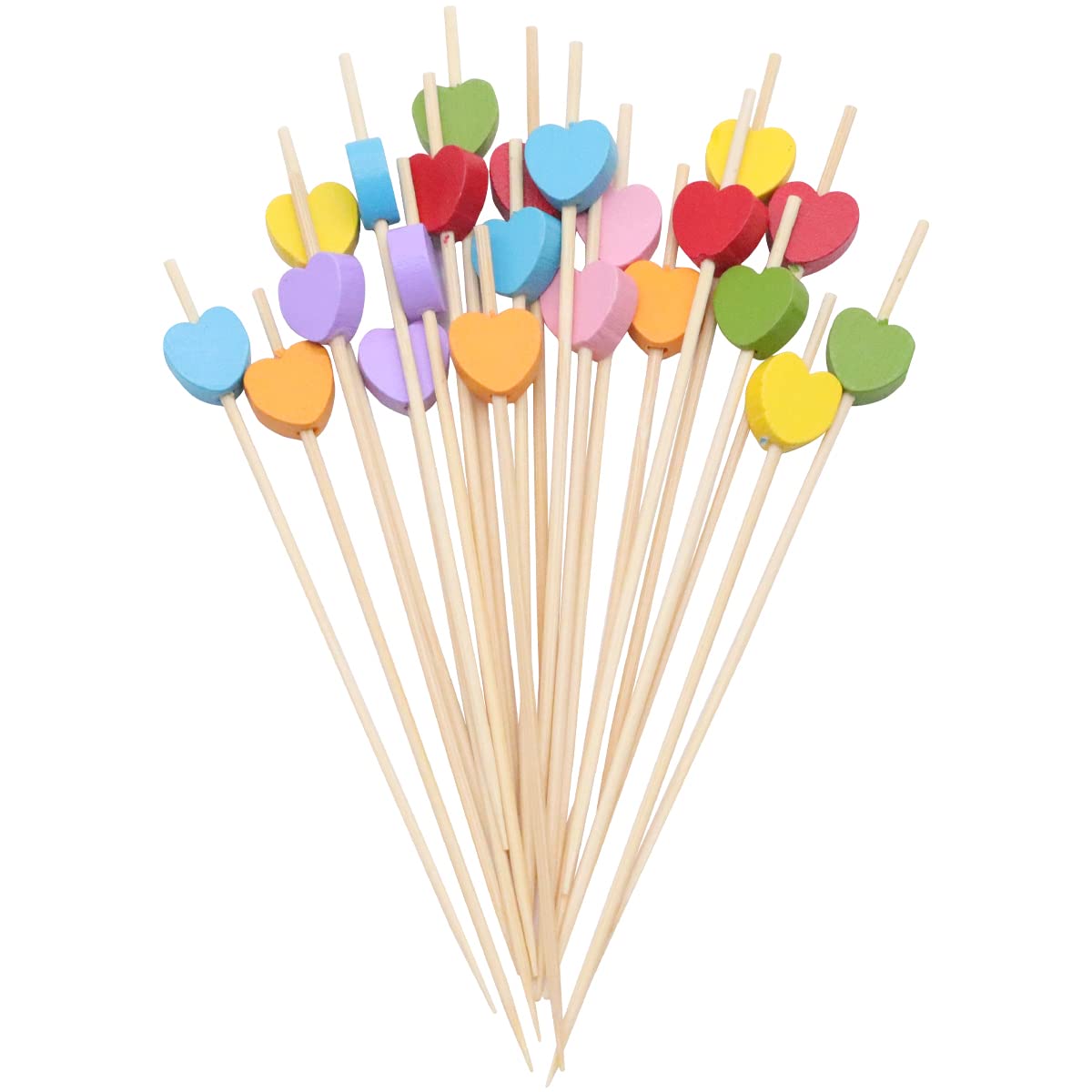 100 Stuzzicadenti Colorati Per Finger Food - Decorazioni Festa In Bambù Naturale - Foto 6