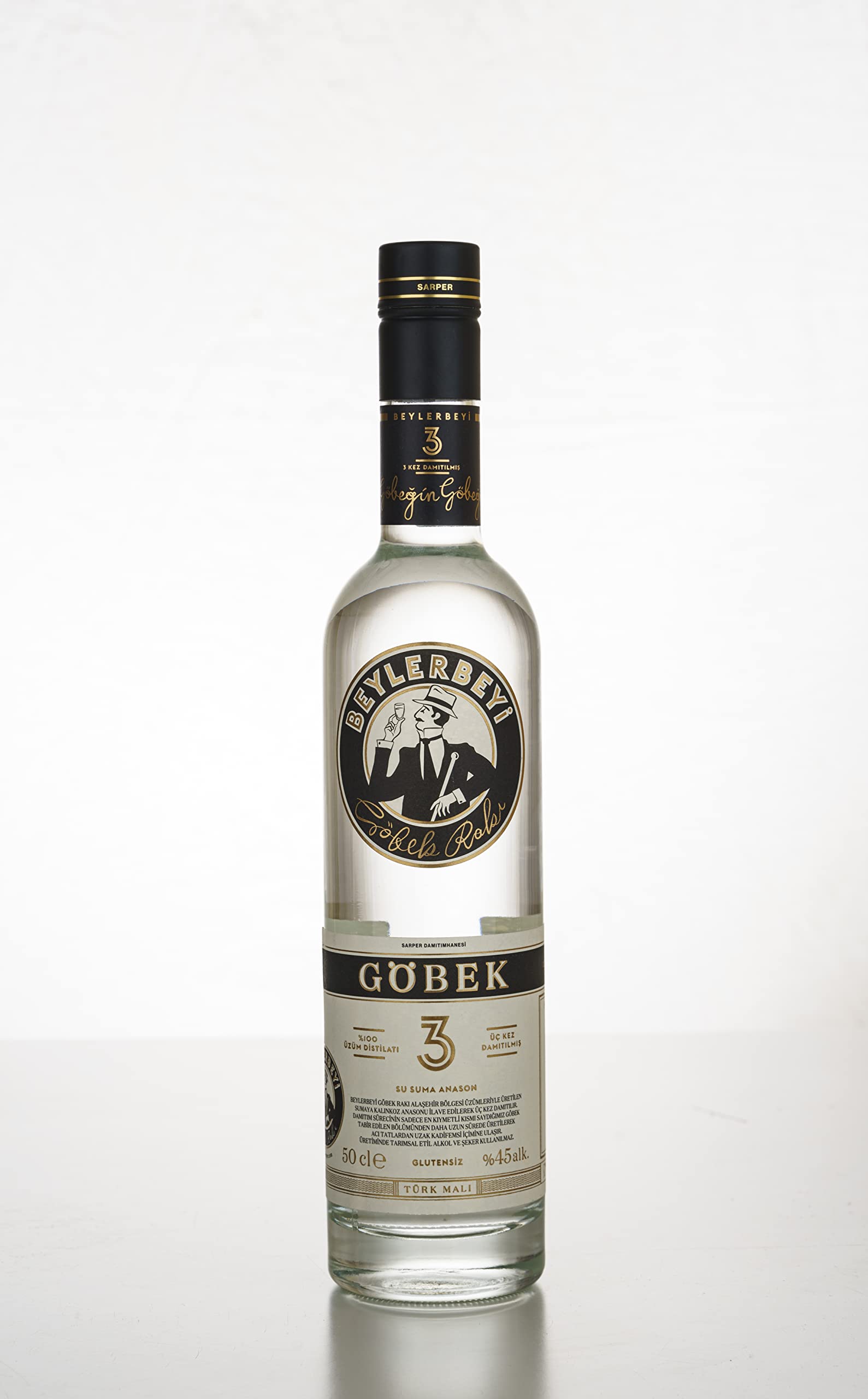 RAKI - Beylerbeyi Göbek Raki 6 x 50cl | Türkischer Brandy mit Anis aromatisiert - 100% frische Weintrauben - Ohne Zuckerzusatz | Dreifache Destillation - Alkoholgehalt 45%