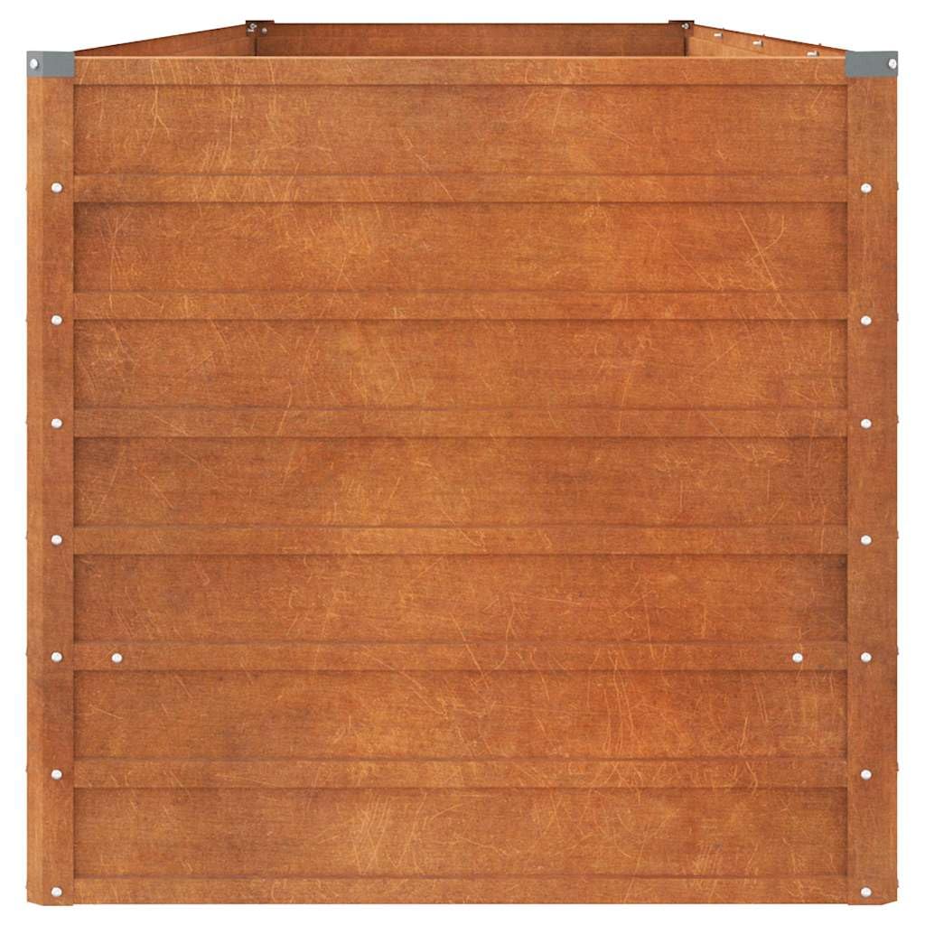 Podwyższona donica kortenowska rdzawa 320x80x77 cm, duża skrzynia ogrodowa do warzyw i kwiatów, antykorozyjna stal corten na taras i balkon, bezpieczne zagięte brzegi, otwarte dno