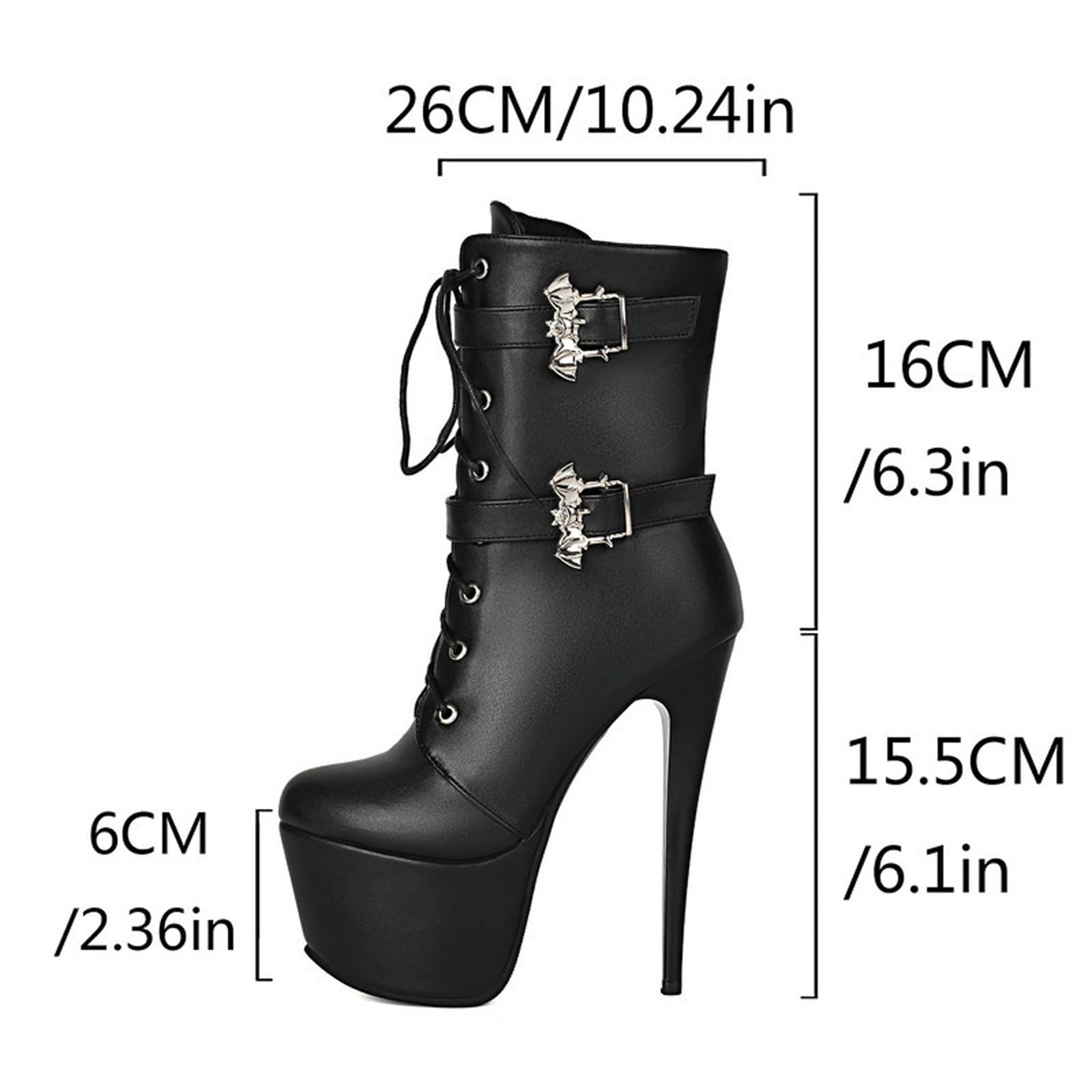 Bottines à Talons Aiguilles de 16 cm pour Femmes (Grandes Tailles) | Bottes de Combat Gothiques à Plateforme pour boîte de Nuit et Spectacles