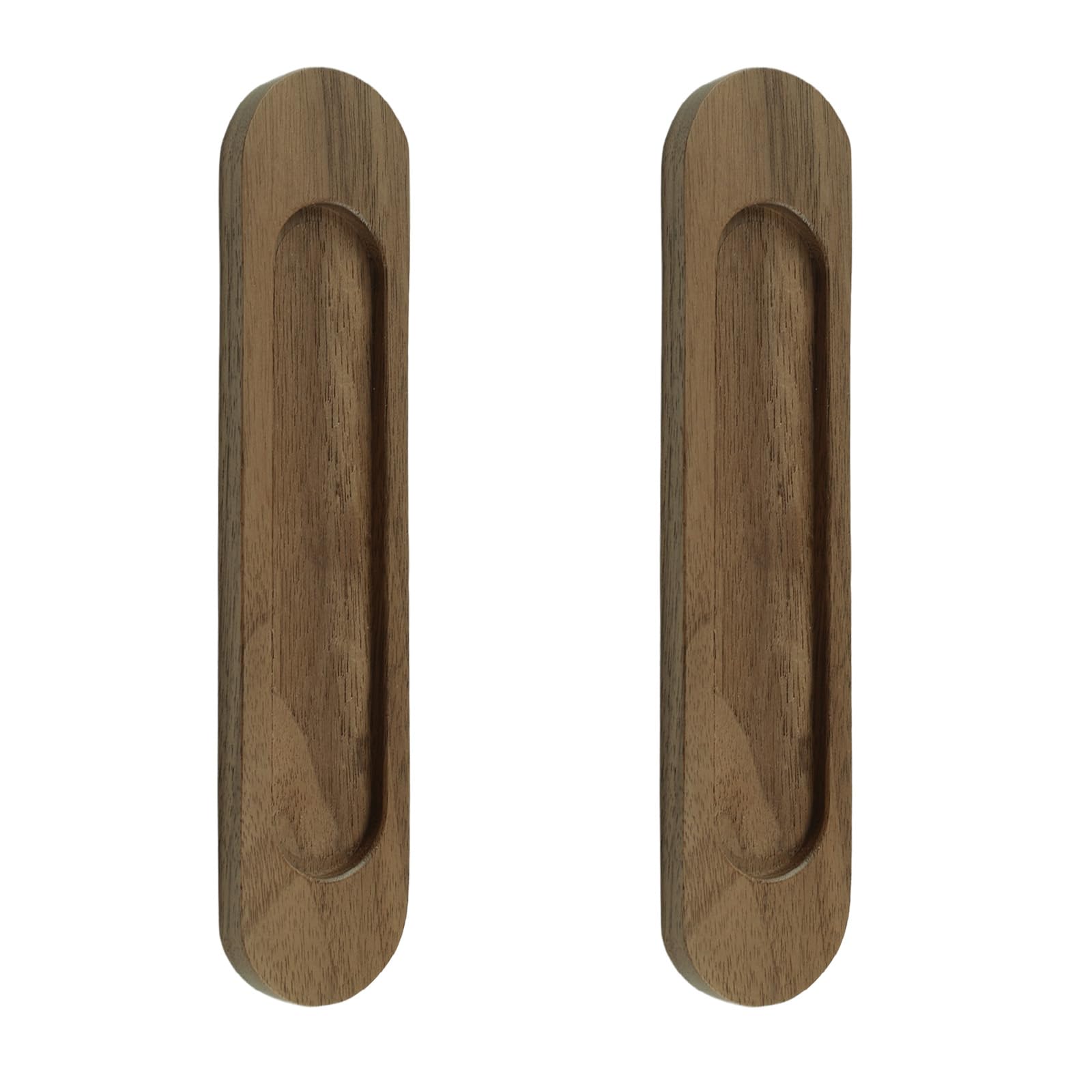 Poignée de porte coulissante ovale MOROBOR en noyer auto-adhésive de 150 mm