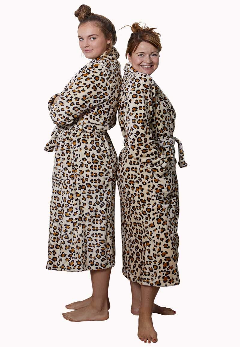Badrock Tiger Bademantel mit Namen Bestickt - Fleece - Tierdruck - Herren und Damen - Morgenmantel mit Stickerei personalisiert - Panther Panter