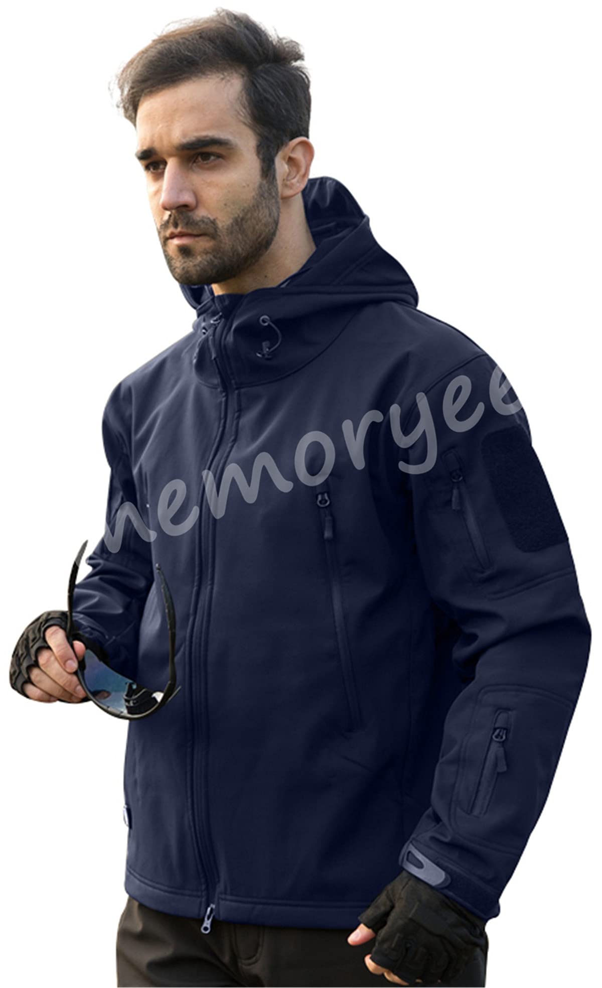 Memoryee Uomo Tattico Camouflage Softshell Giacca Outdoor Militare Pile Fodera Impermeabile Antivento Giubbotto con Cappuccio