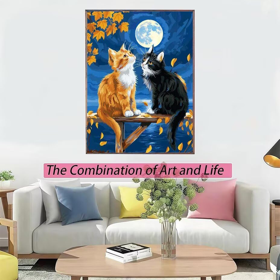 Peinture Diamant DIY Chat 40x50cm | Solution Anti-Stress et Déco Murale