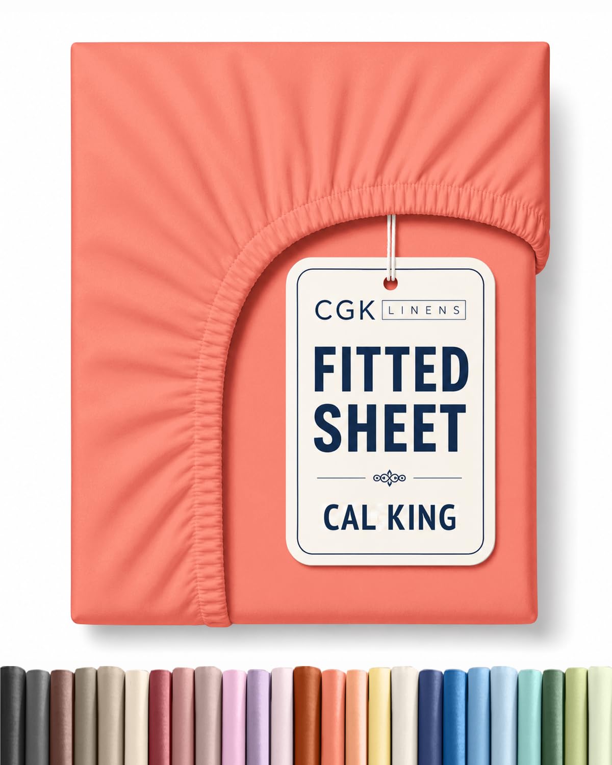Cal King Fitted Sheet - Single Fitted Sheet Only - Deep Pockets - Coral