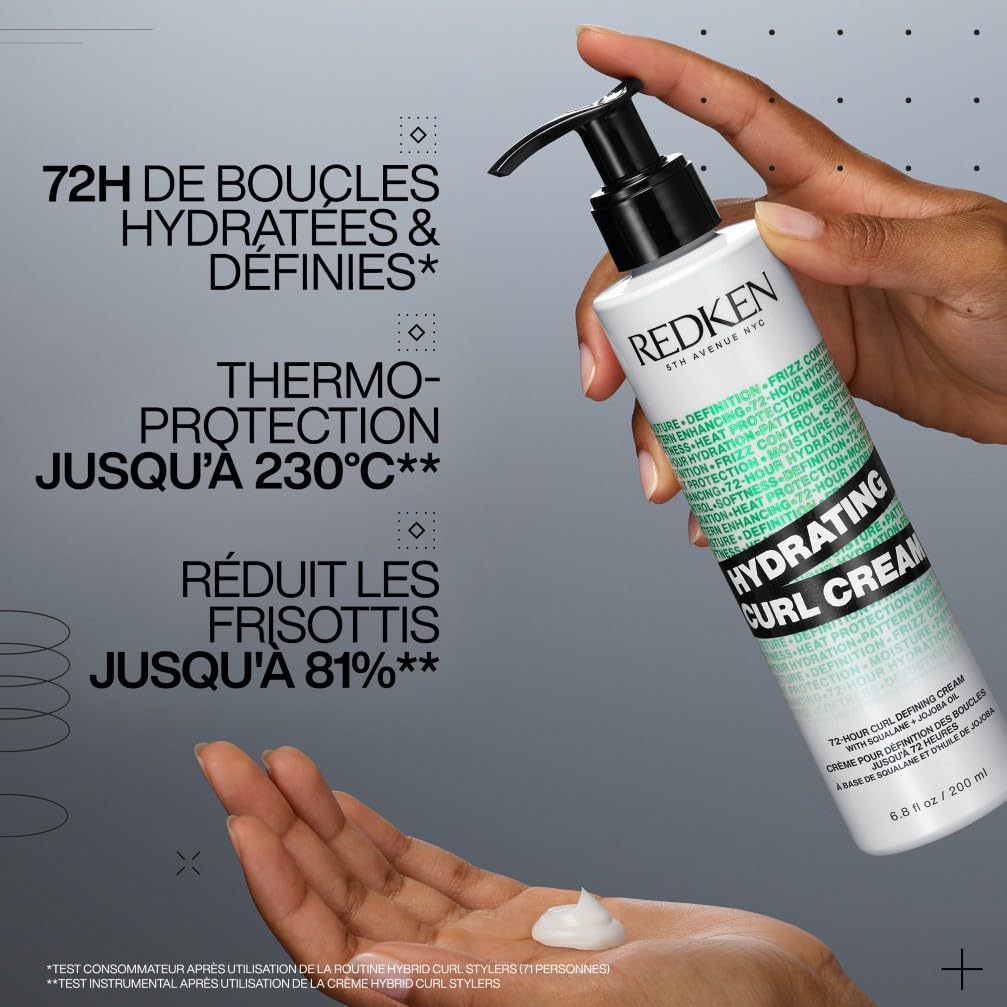 REDKEN - Crème Cheveux Bouclés Hybrid Curl Stylers - Hydrate & Définit les Boucles - Huile de Jojoba & Squalane - Cheveux Bouclés, Crépus ou Frisés - 200 ml