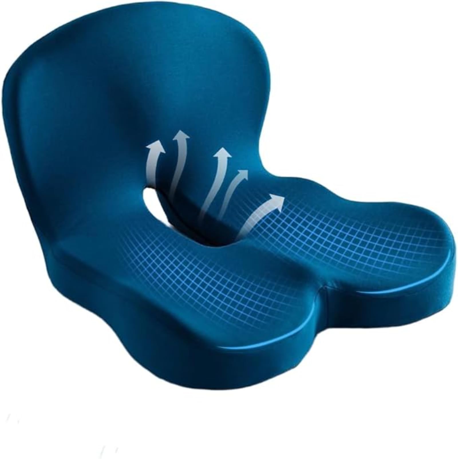 gresonic - Cojín de asiento de espuma de memoria de alta densidad, diseño ergonómico para un alivio máximo del dolor de espalda y ciática (azul)