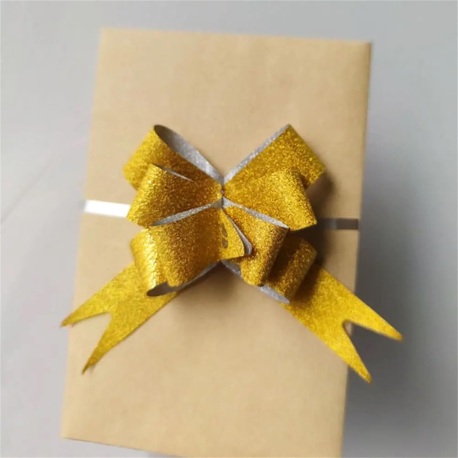 Pull Bows 100Pcs Bowknots Ribbons for Gift Wrappers Wedding Birthday Party Pull Bow Knot Ribbon Wrapping Decoration(Silver)