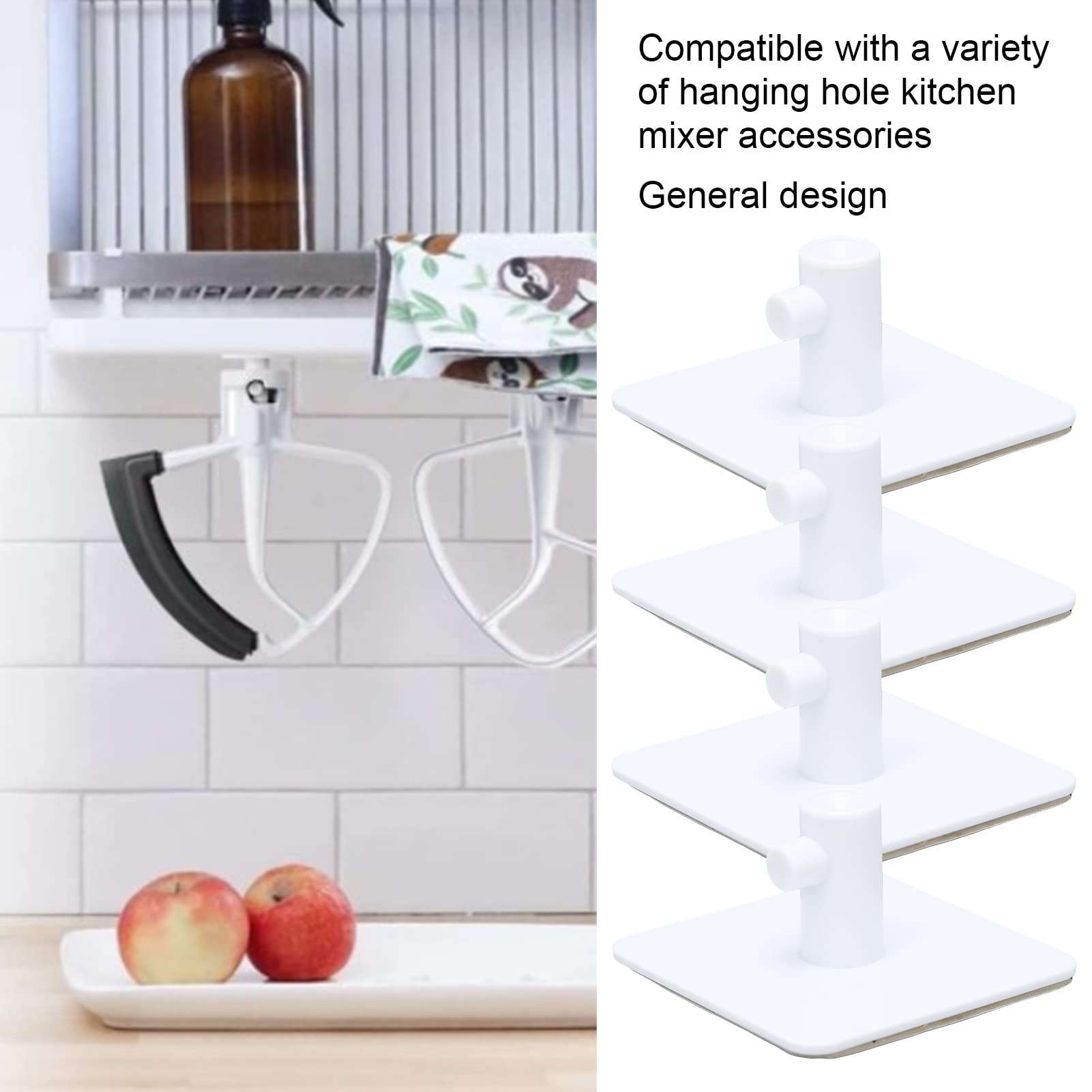Stand Mixer Attachment Holders, Adhesive Frother Holder Hanging Flat Beater Hooks Beater Organizer Mixer Attachment Storage Tools Mixer Attachments Accessories Holder for Kitchen