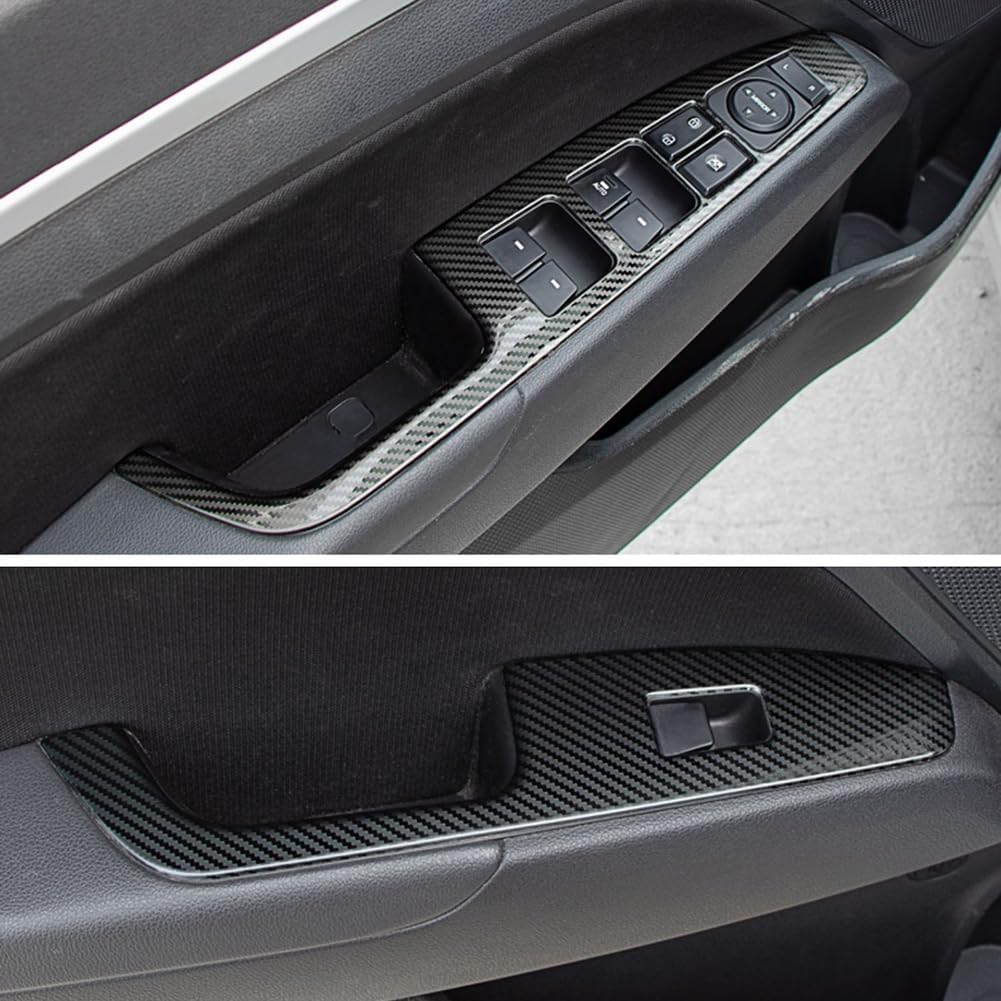 AOKIO Compatible with 2017 2018 2019 Hyundai Elantra Door Window Switch Panel Cover (Carbon Style Rear Door Without Seat Heating Buttons)
