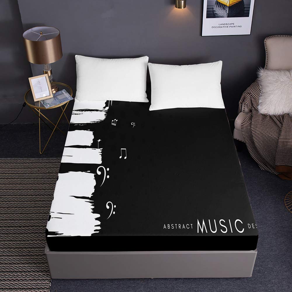 Drap housse de matelas 30cm epais microfibre resistant piano 3D