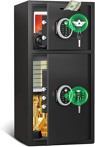 Miniatura 8 de Caja fuerte grande, caja fuerte para el hogar de 5.0 cachorros con llave retroiluminada y estante extraíble, caja fuerte para negocios con alarma