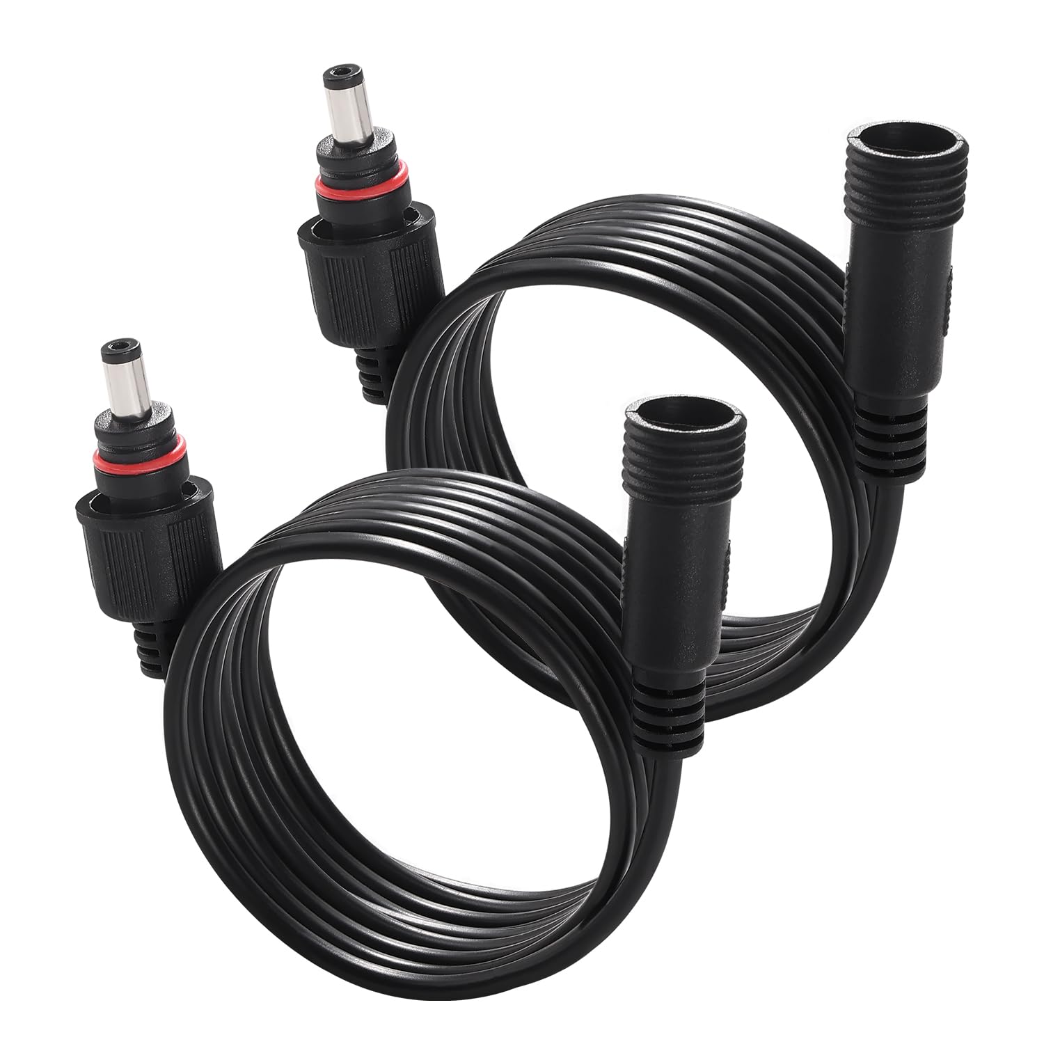 KUOQIY 2 PCS 2m 5.5x2.1 mm M14 Thread IP67 Waterproof DC Power Extension Cable, 12V 24V DC Male to Female Power Supply Adapter Extension Lead 22AWG, for Solar Garden Lights