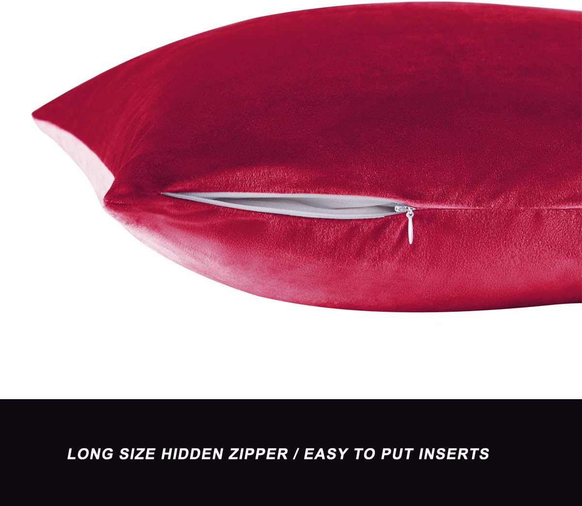 GIGIZAZA Velvet Red Cushion Covers 16 x 16 inches Decorative Square Soft Throw Pillowcases 40 x 40cm for Sofa Bedroom Living room 2 pack - Image 3