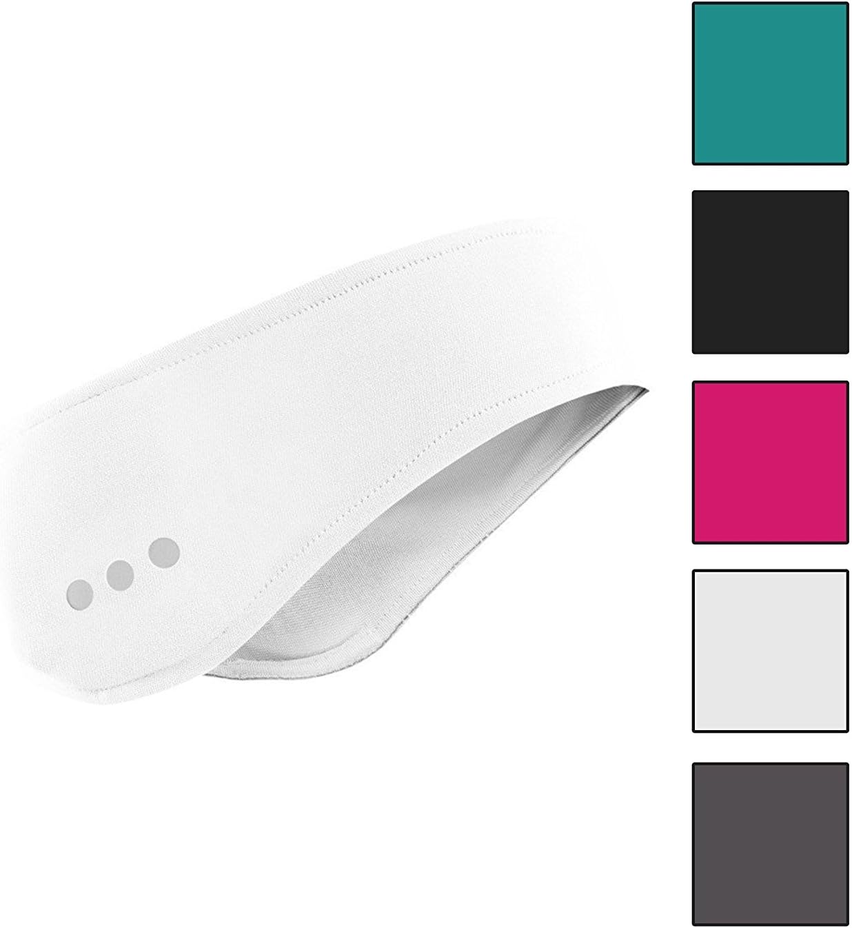 Tundra Bluetooth Sports Headband - Stereo Speakers Mic Hands Free Washable Wireless Headwear for Meditation, Gym, Running, Fitness, Exercise - Compatible with iPhone, iPod, Android Smart Phone - White