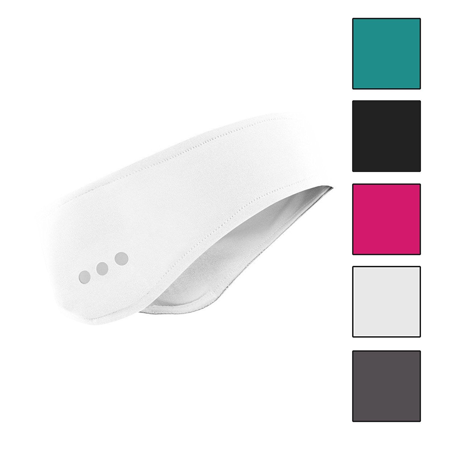 Tundra Bluetooth Sports Headband - Stereo Speakers Mic Hands Free Washable Wireless Headwear for Meditation, Gym, Running, Fitness, Exercise - Compatible with iPhone, iPod, Android Smart Phone - Whit