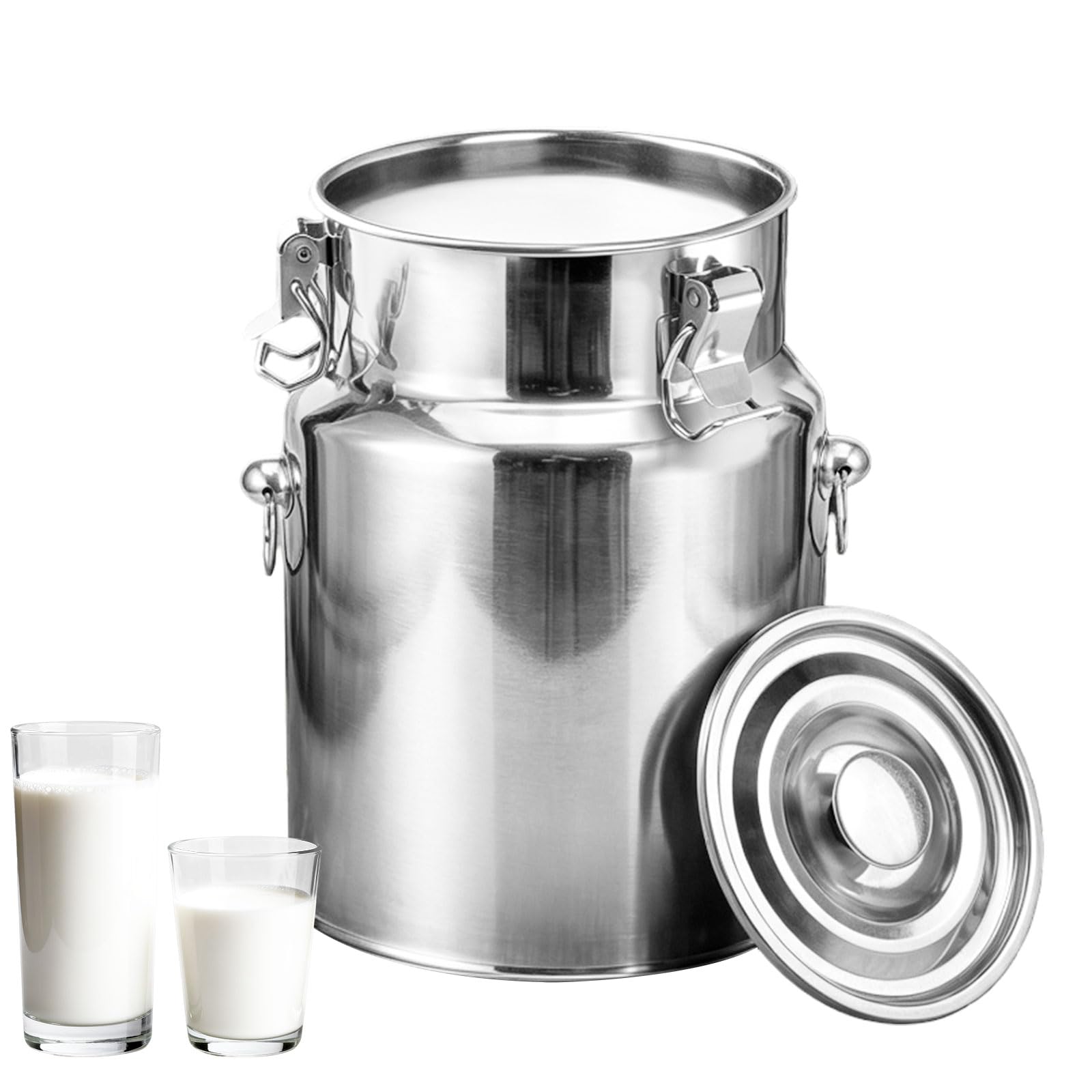 AIZYRLYR Stainless Steel Milk Can Airtight Food Storage Canister with Lid, Milk Jug Oil Barrel Rice Flour Cereal Storage Bucket for Kitchen